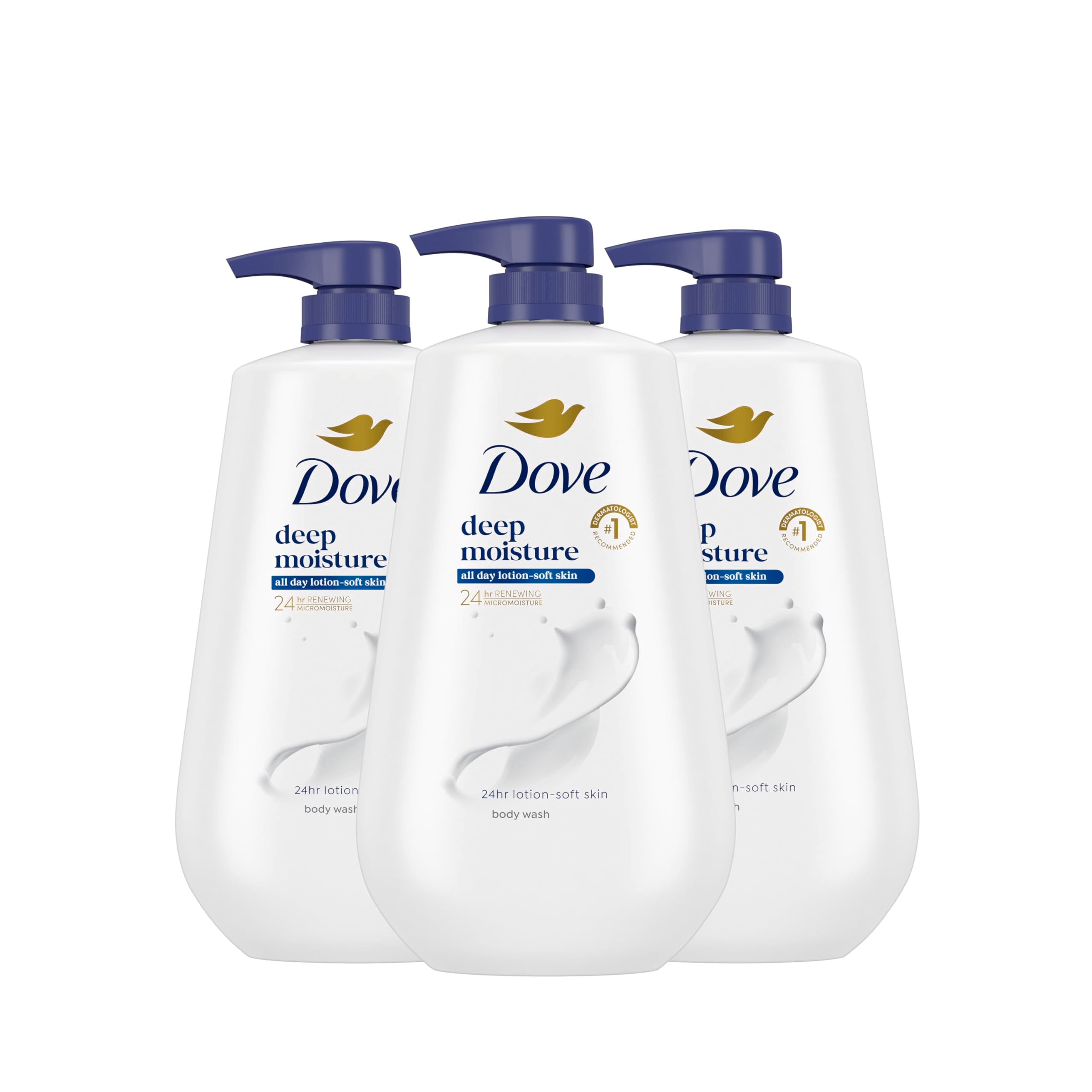 Dove Deep Moisture bottle with pump for easy dispensing and lasting hydration.