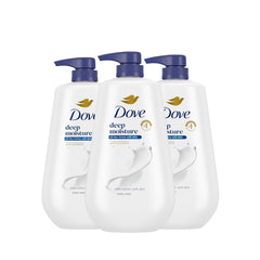 Dove Deep Moisture bottle with pump for easy dispensing and lasting hydration.