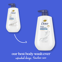 Dove Deep Moisture eco-packaging highlights recyclable bottle.