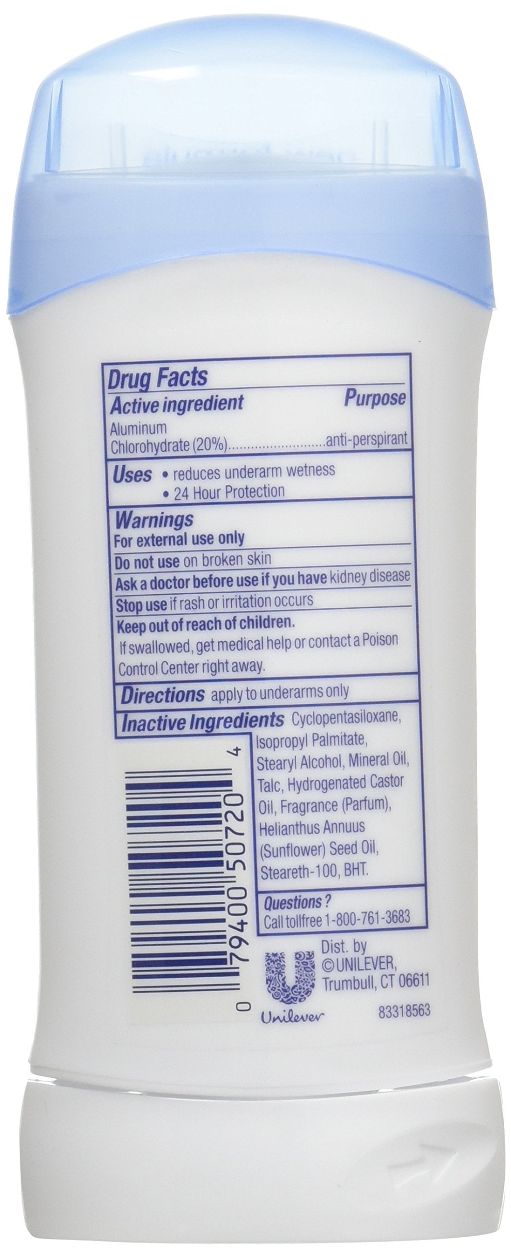 Dove Deodorant six-pack side view highlights compact, travel-ready packaging.