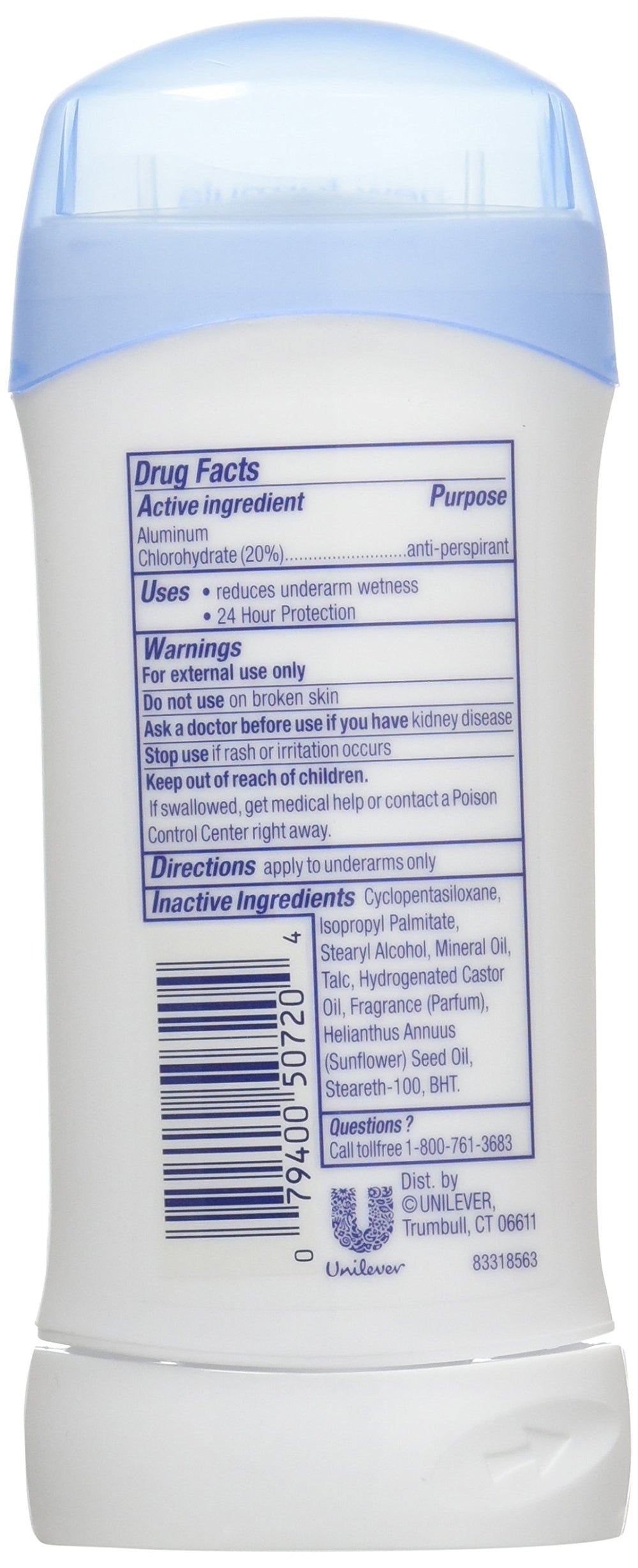 Dove Deodorant six-pack side view highlights compact, travel-ready packaging.