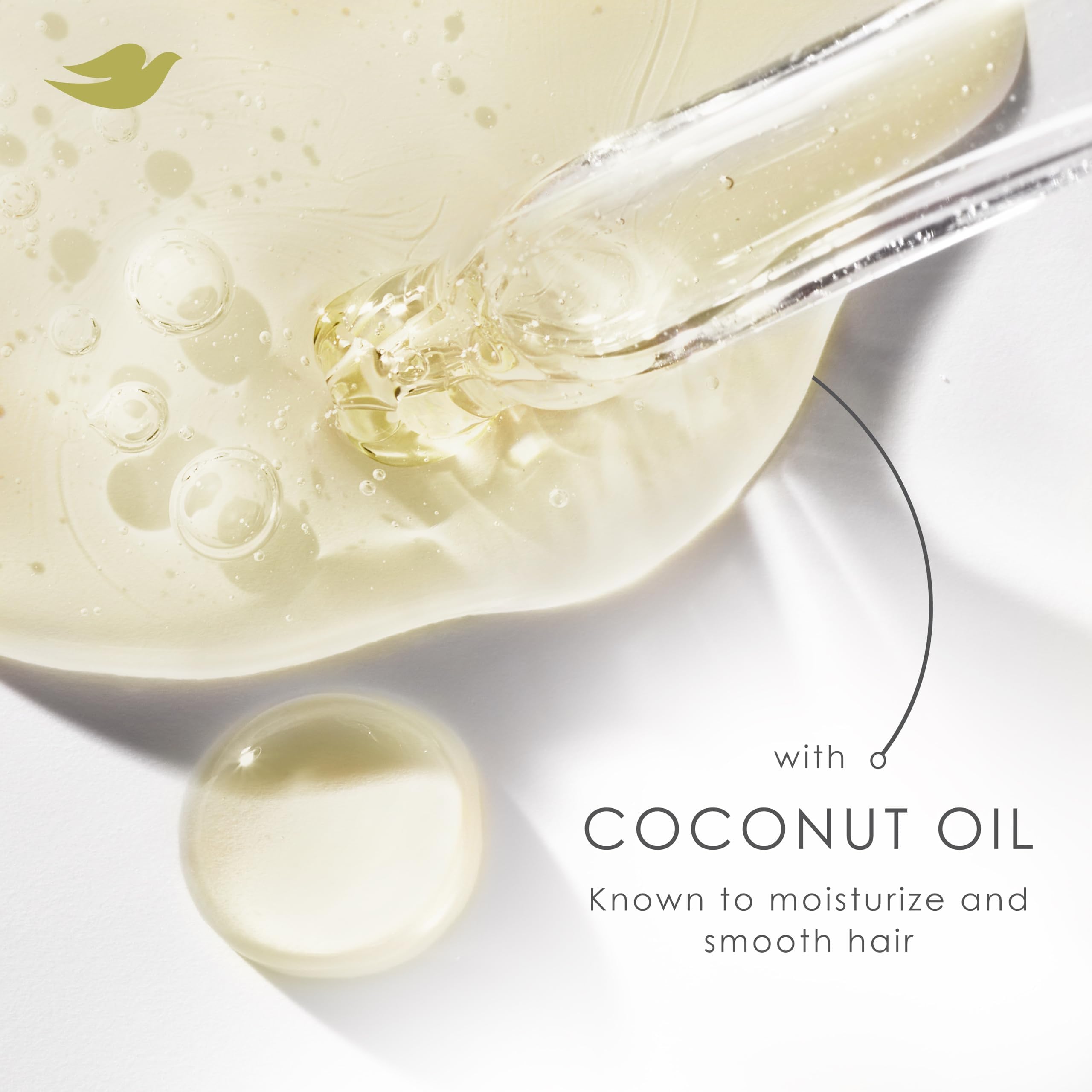 Dove DermaCare shampoo lather application shows gentle cleansing with zinc-based relief.