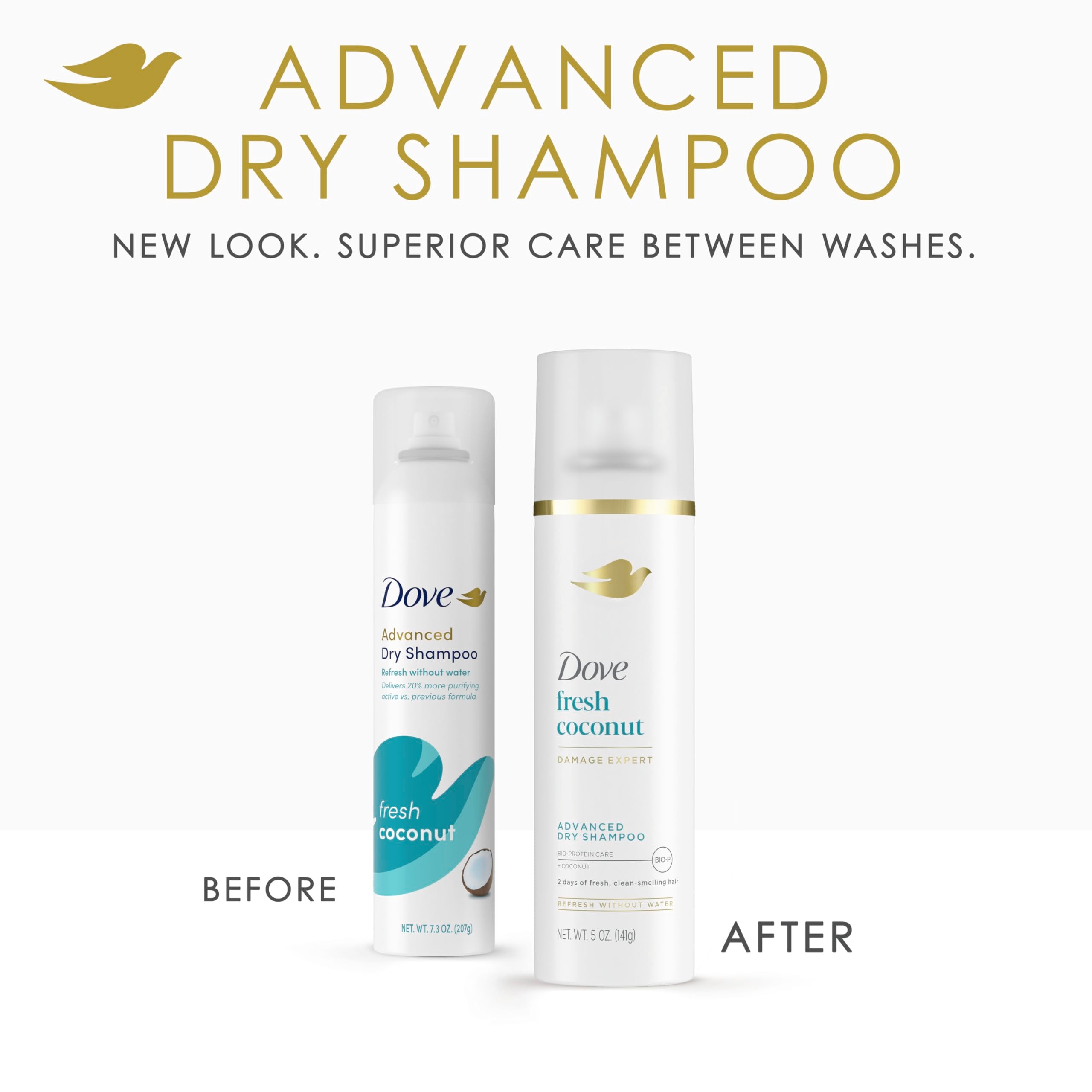 Dove Fresh Coconut Advanced Dry Shampoo cassava starch absorbs oil at roots