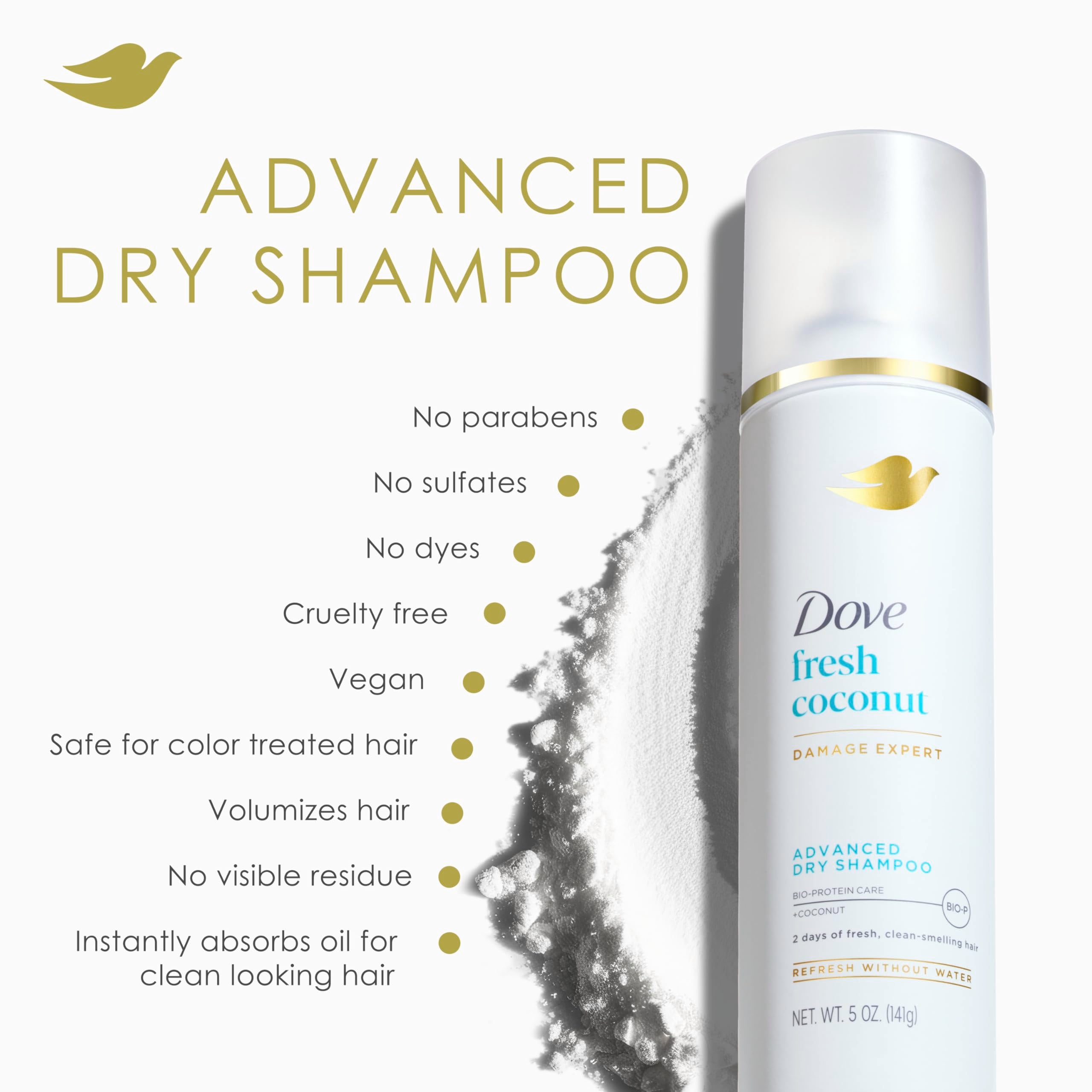 Dove Dry Shampoo shake and spray routine for even distribution