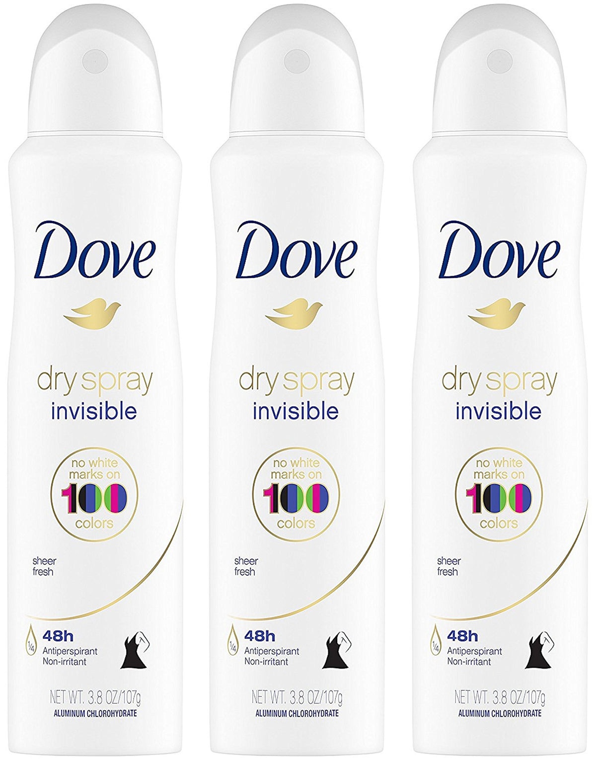 Dove Dry Spray Invisible Sheer Fresh can close-up for on-the-go freshness.