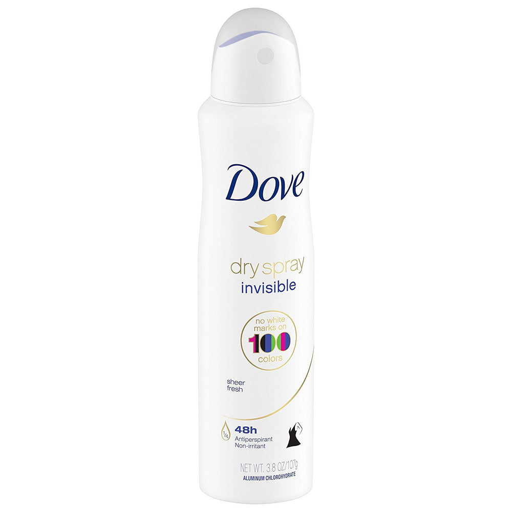 Dove Dry Spray Invisible Sheer Fresh fabric-safe spray shows no white marks.