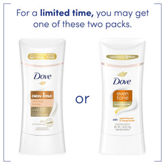 Dove Even Tone formula with niacinamide and ceramides for underarm care.