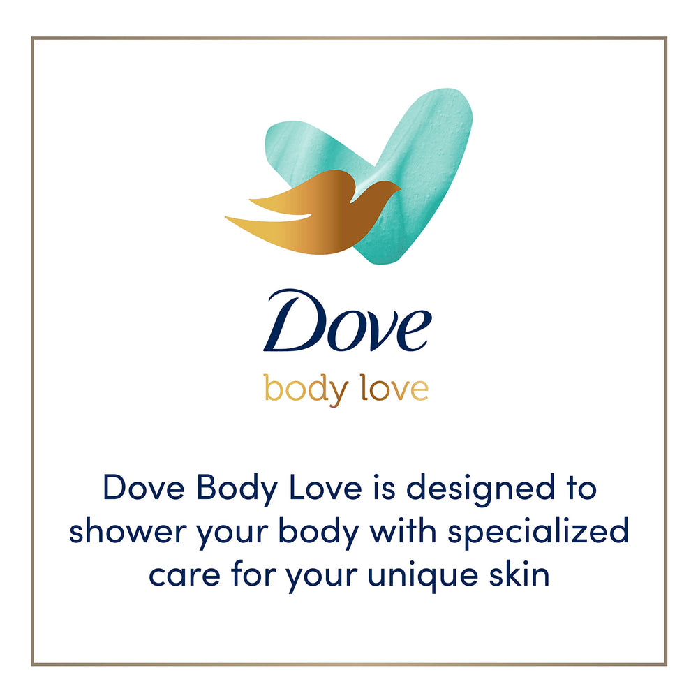 Dove Exfoliate Away Body Polish hand-application suggests quick daily skincare ritual.