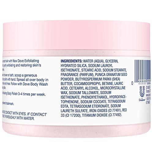 Dove Exfoliating Body Polish scoop showing creamy texture ready to apply
