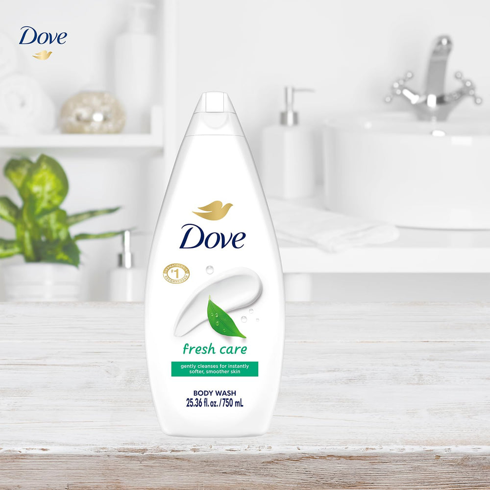 Hands under running water with Dove Fresh Care, feeling cleansing and moisturizing.