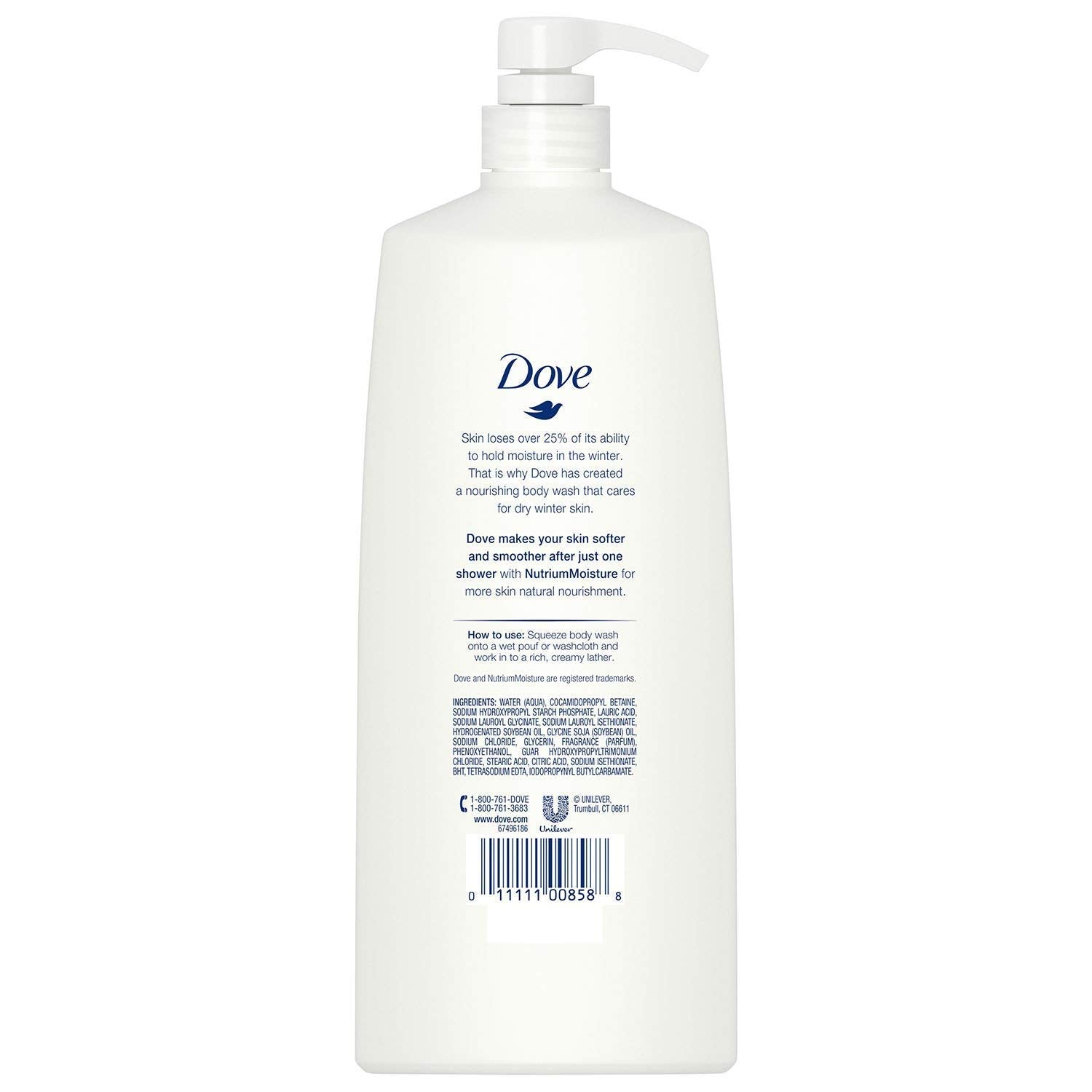 Dove Gel de Ducha Invierno, apertura con bomba, facilita aplicar crema suave para piel hidratada.