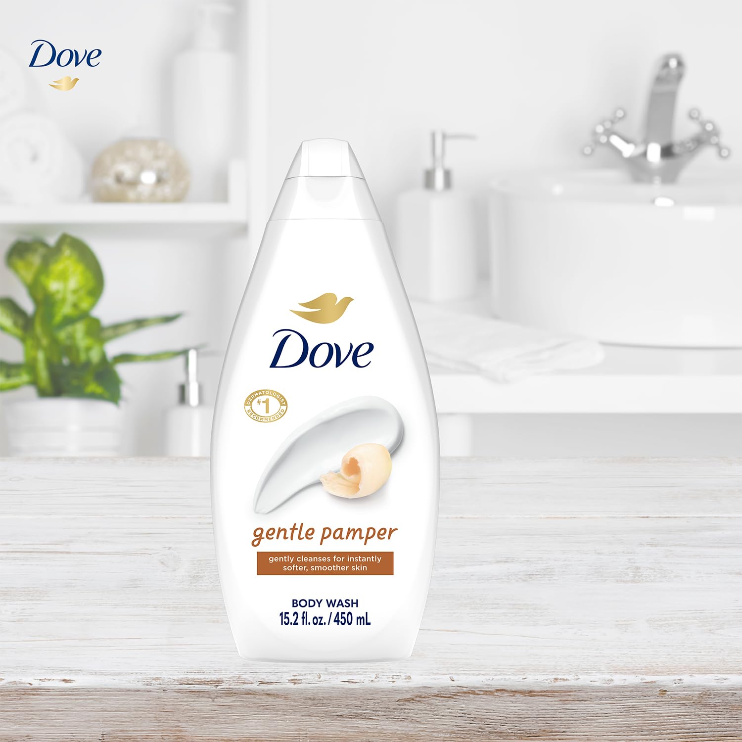 Dove Gentle Pamper 3-pack display highlights value and extended use.