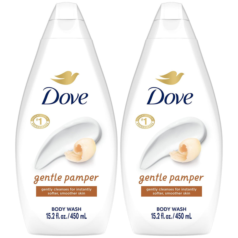 Dove Gentle Pamper Body Wash 2-pack front view for daily cleansing.
