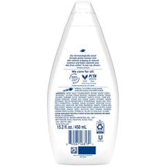Dove Gentle Pamper Body Wash moisturizing skin closeup showing soft, nourished skin after wash.