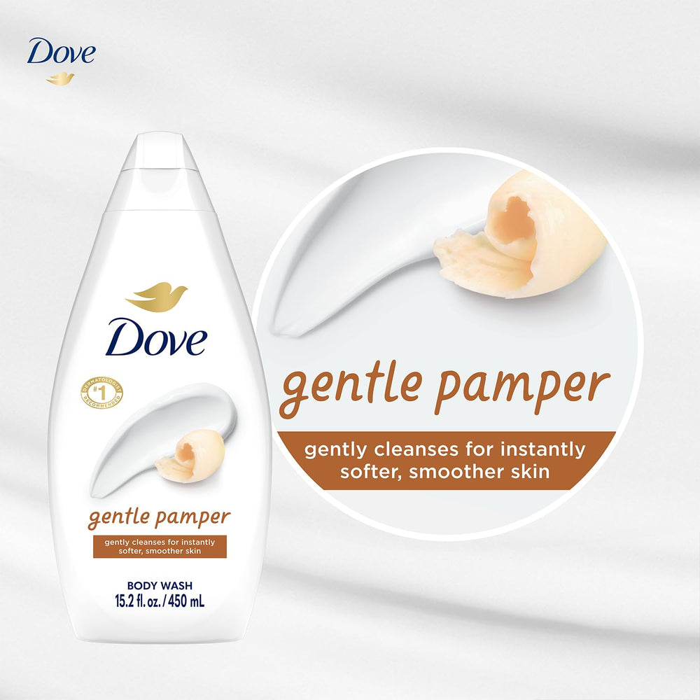 Dove Gentle Pamper close-up texture shows creamy cleanser consistency.