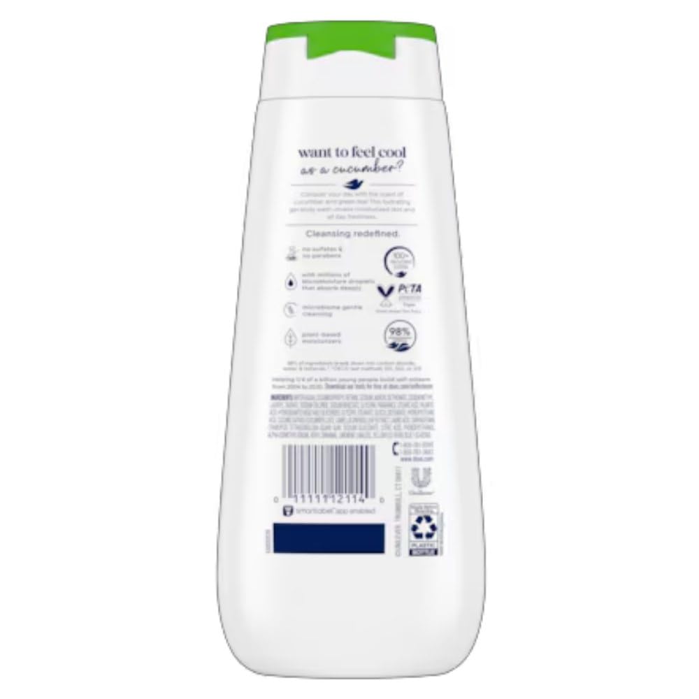 Dove Go Fresh cucumber and green tea lather shown for a refreshing cleanse.