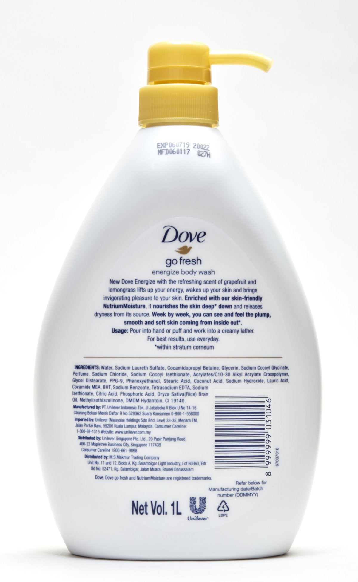 Dove Go Fresh Energize grapefruit lemongrass splash promotes uplifting wake-up