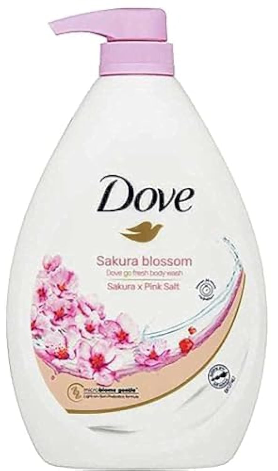 Dove Go Fresh Sakura Blossom bottle promotes moisture and a refreshing scent after shower.