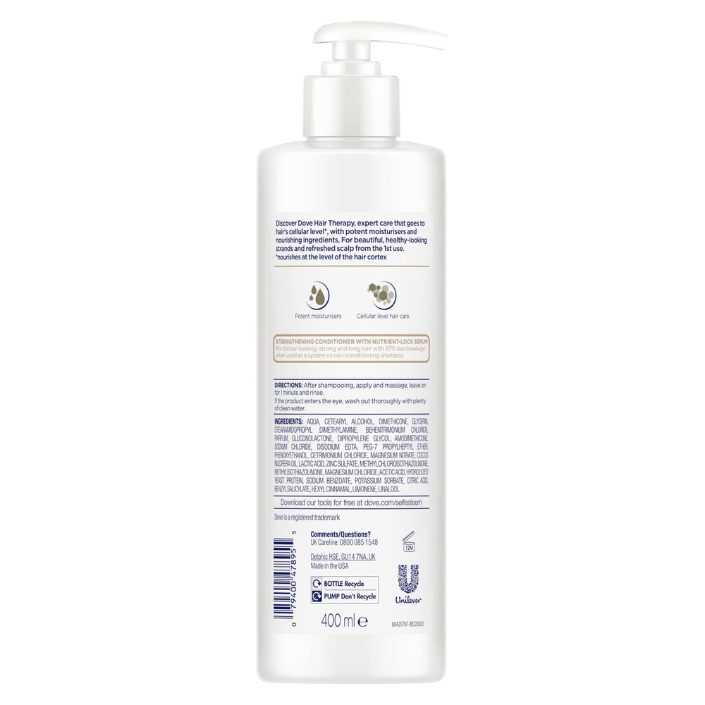 Dove Hair Therapy conditioner being applied for smoother detangling and reduced breakage.