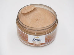 Dove Hot Cocoa Body Scrub image highlights rich cocoa scent for a cozy shower ritual