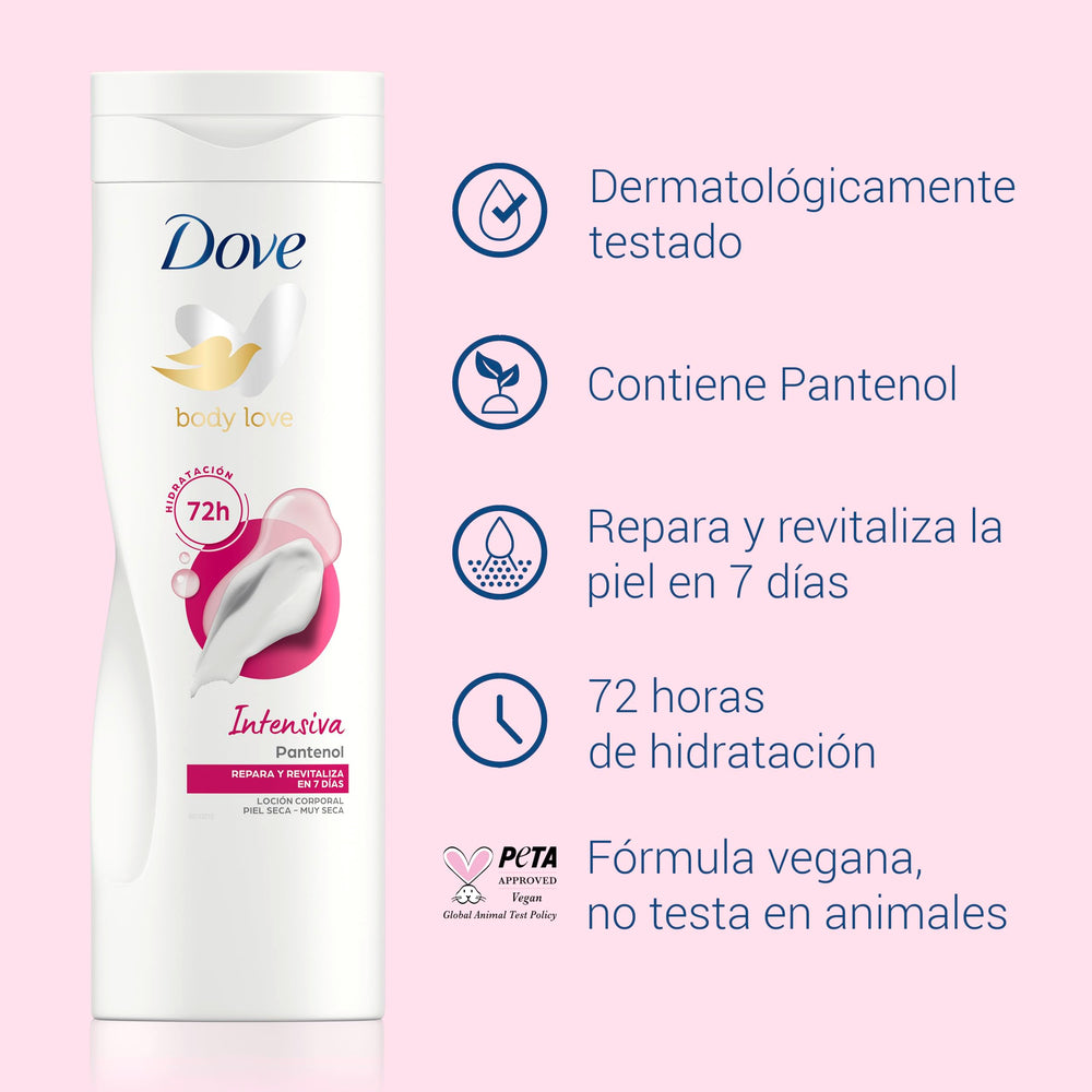 Dove Intense Nourishment label info confirms dermatological testing and usage guidance.