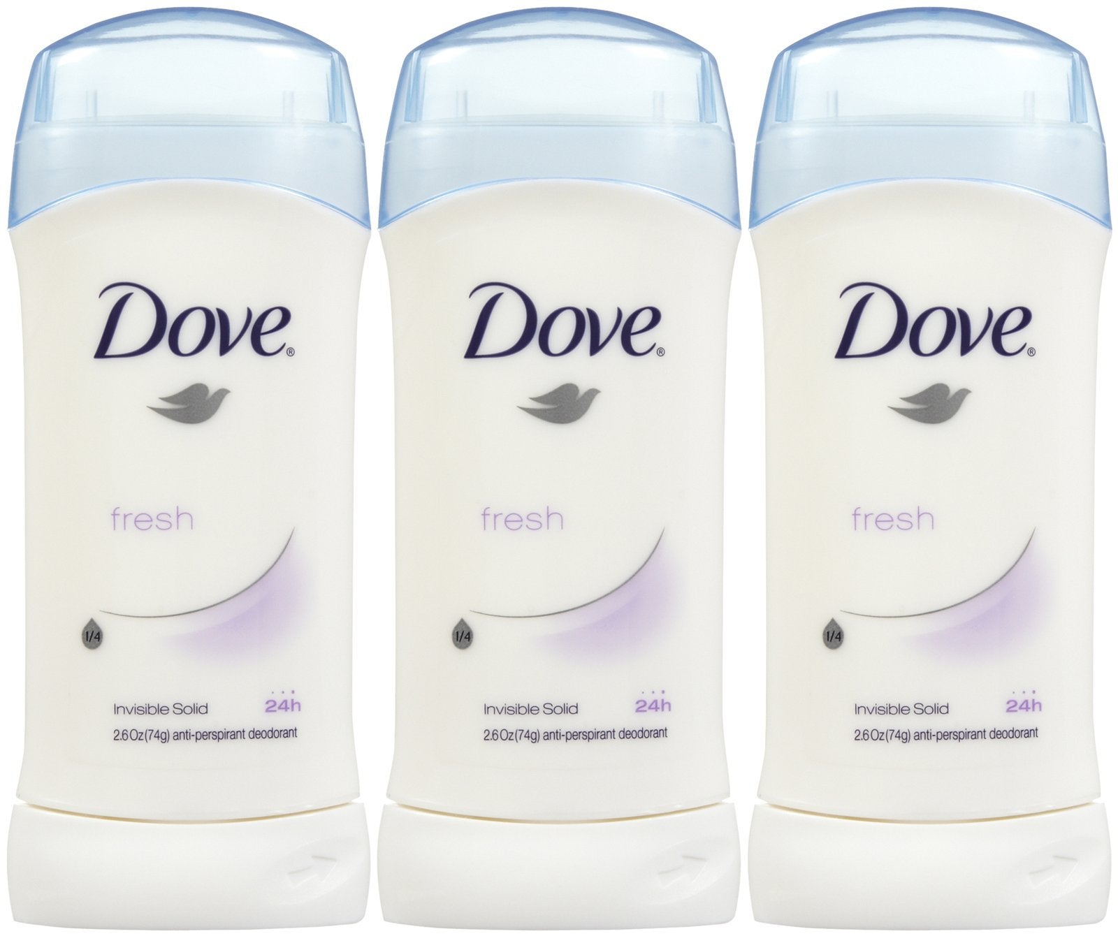 Dove Invisible Solid Deodorant Fresh 2.6 oz stick offers long-lasting protection.