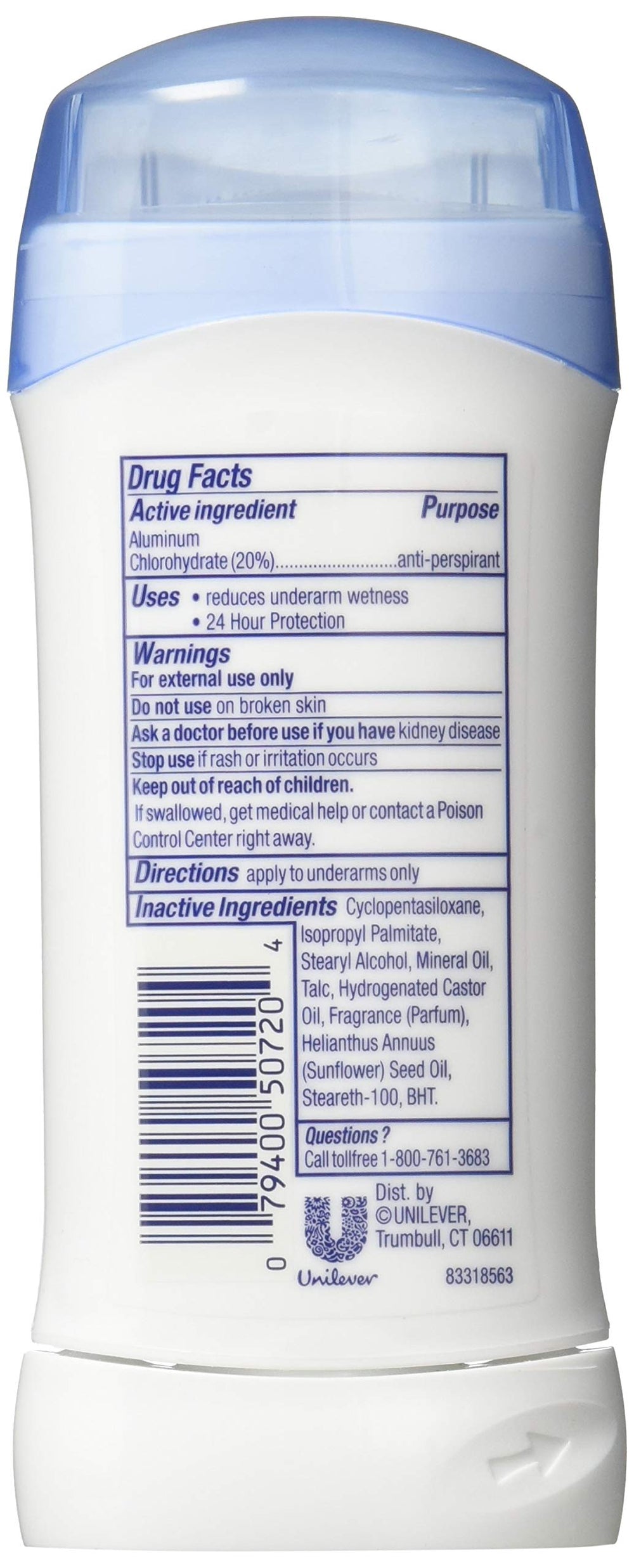 Dove Invisible Solid deodorant underarm application shows smooth glide.