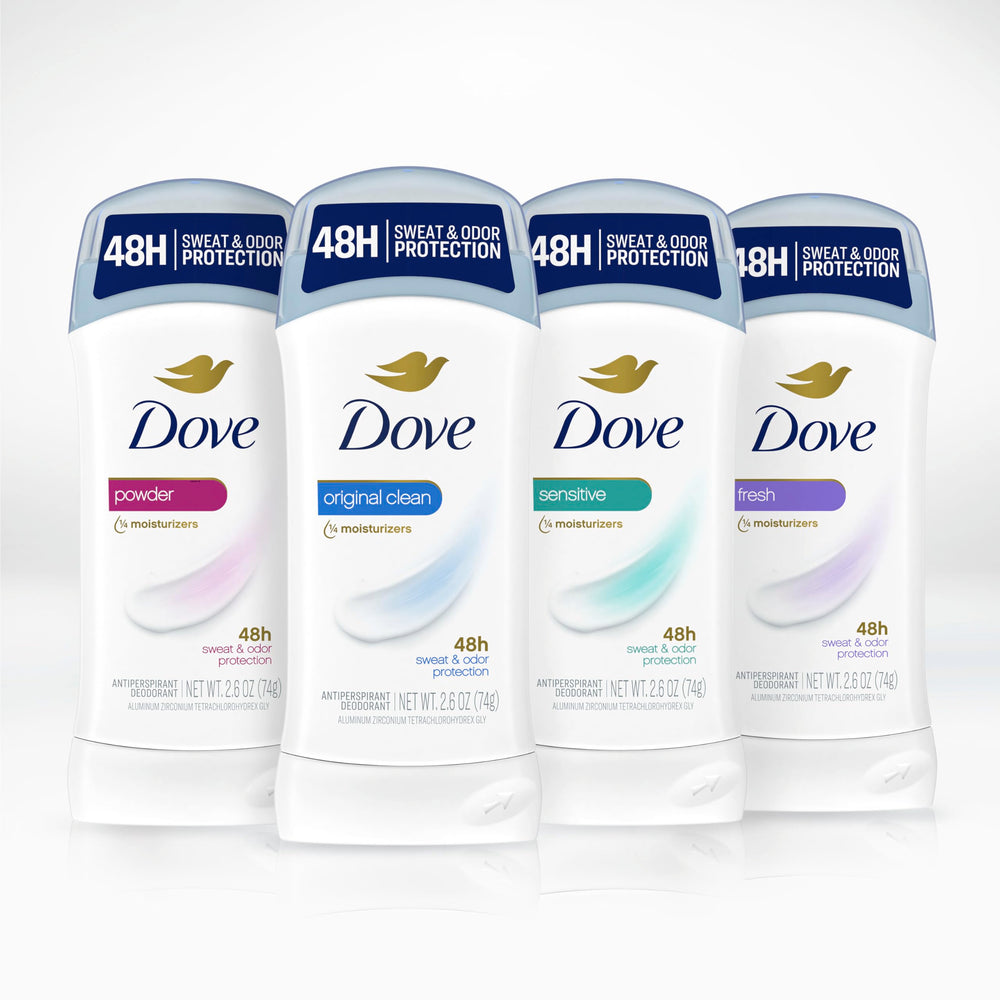 Dove Invisible Solid Powder Deodorant Stick alcohol-free formula for gentler underarm care and comfort