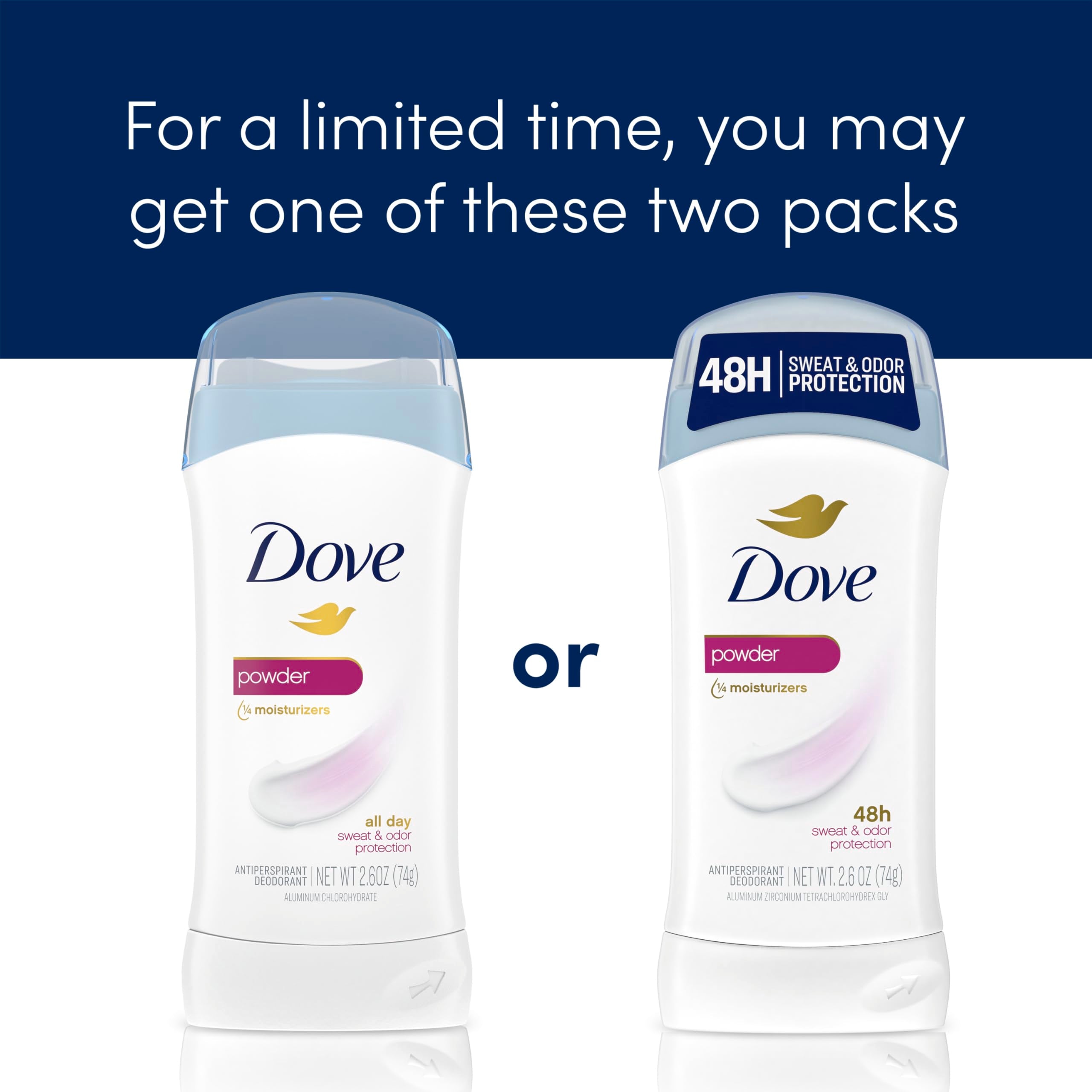 Dove Invisible Solid Powder Deodorant Stick moisturizers for softer underarm skin
