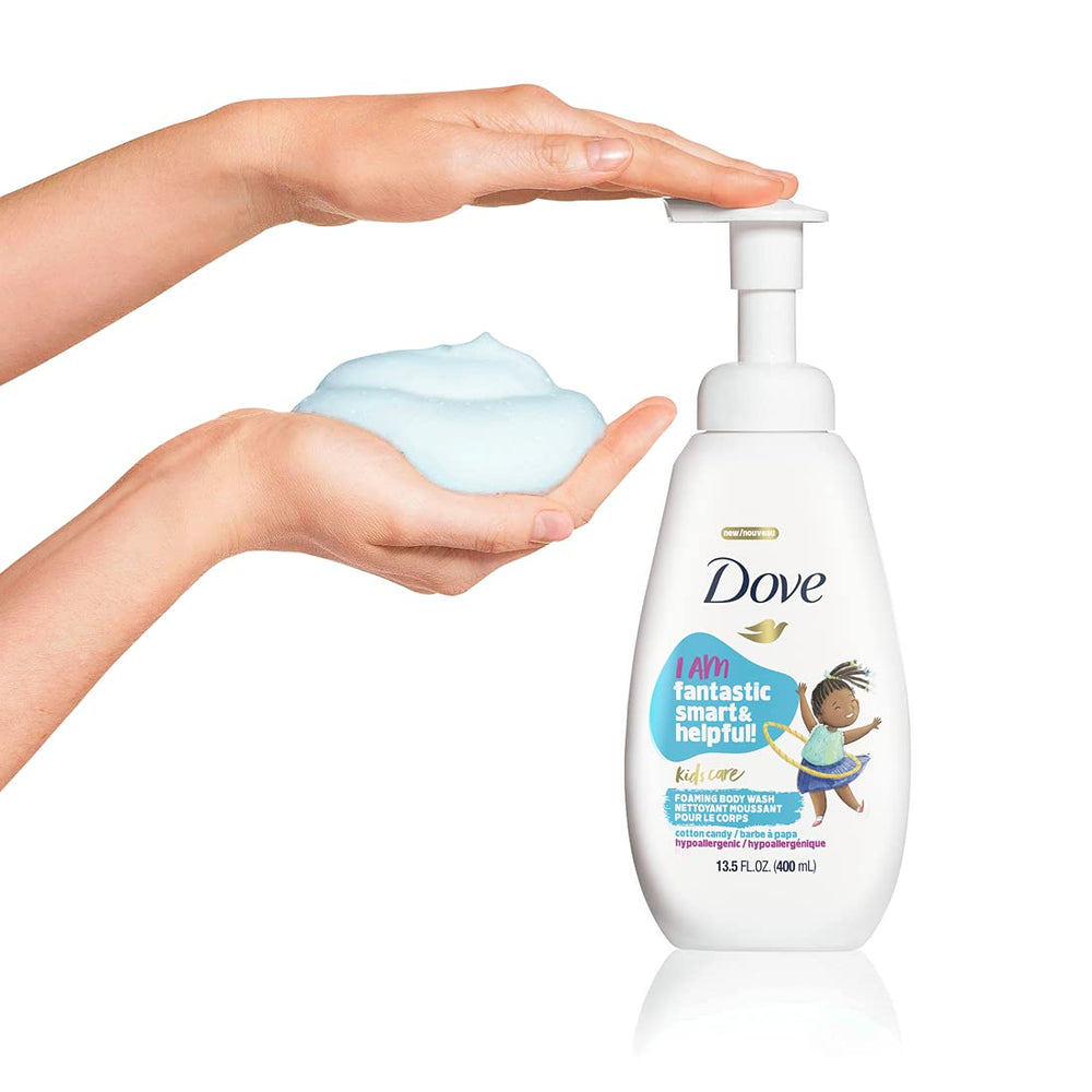 Dove Kids Care hypoallergenic bottle emphasizes skin-natural nutrients for sensitive skin