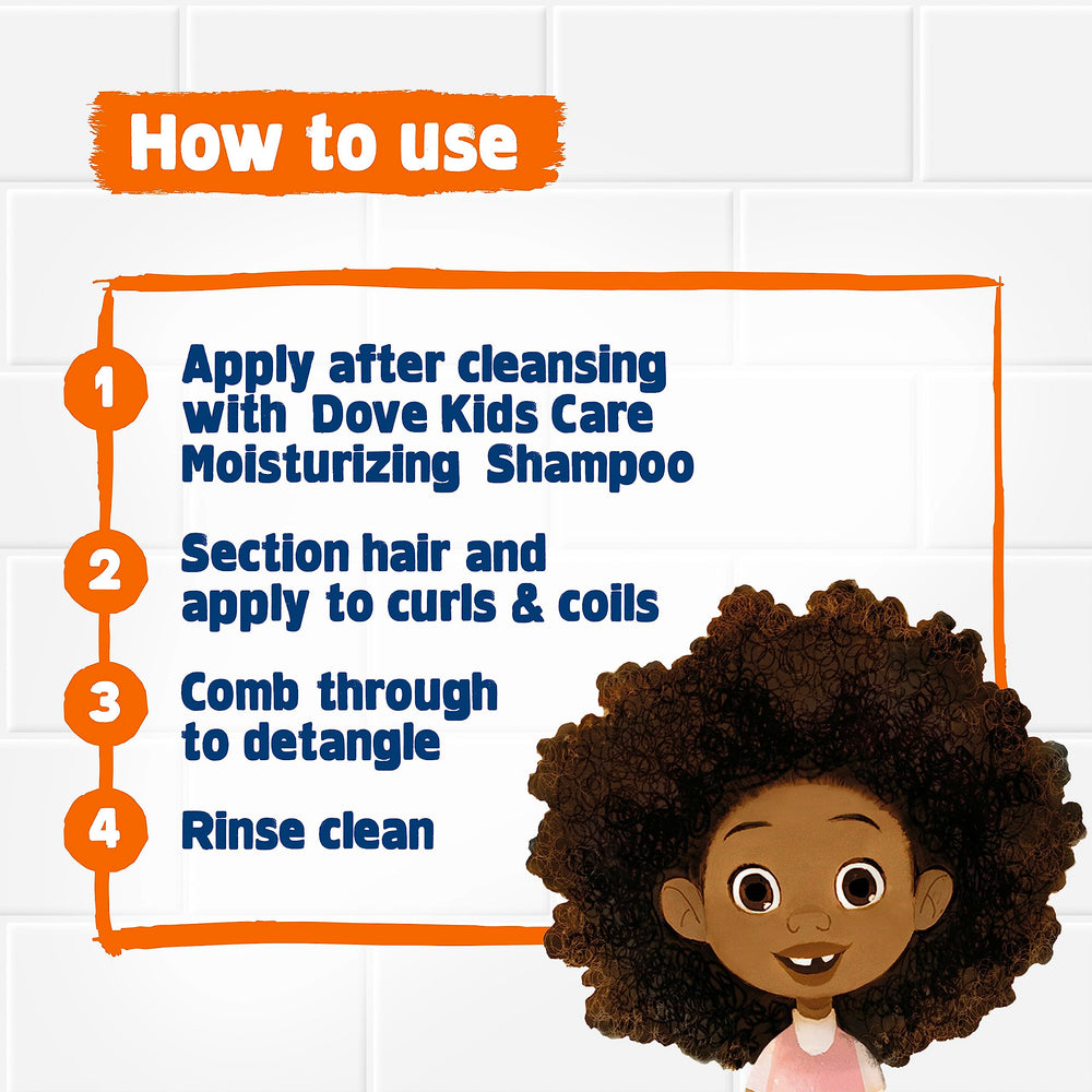 Dove Kids Hair Love application scene with gentle lather and soft foam.