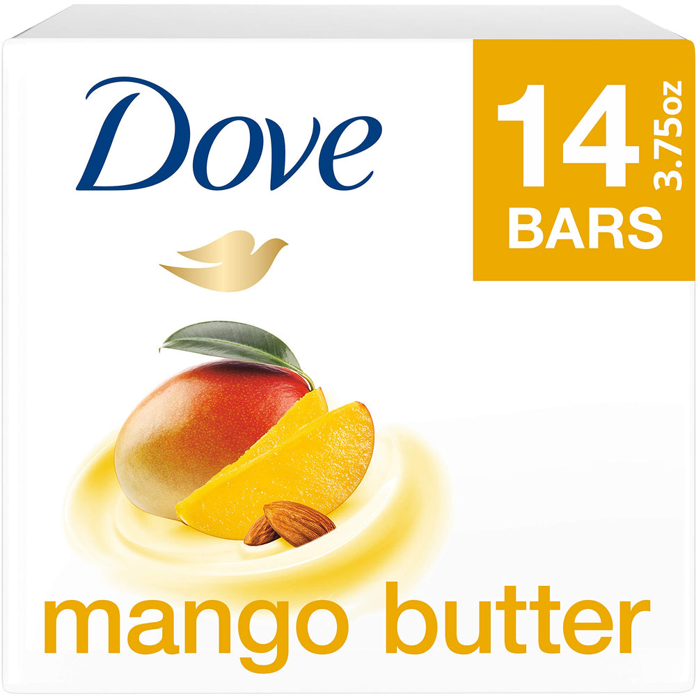 Dove Mango Butter Beauty Bar soft-skin image suggests daily hydration after shower.