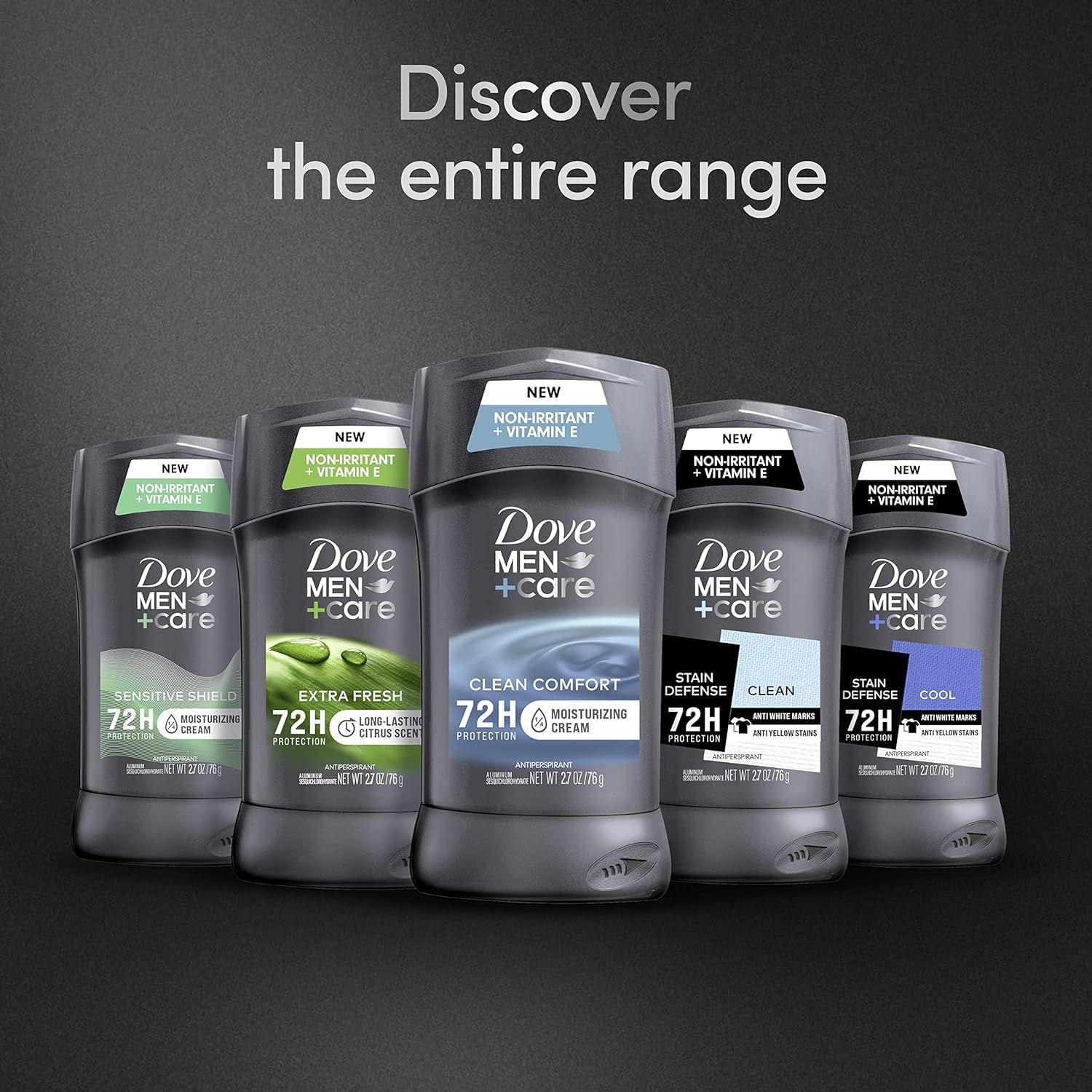 Dove Men+Care underarm care helps moisturize skin during wear.