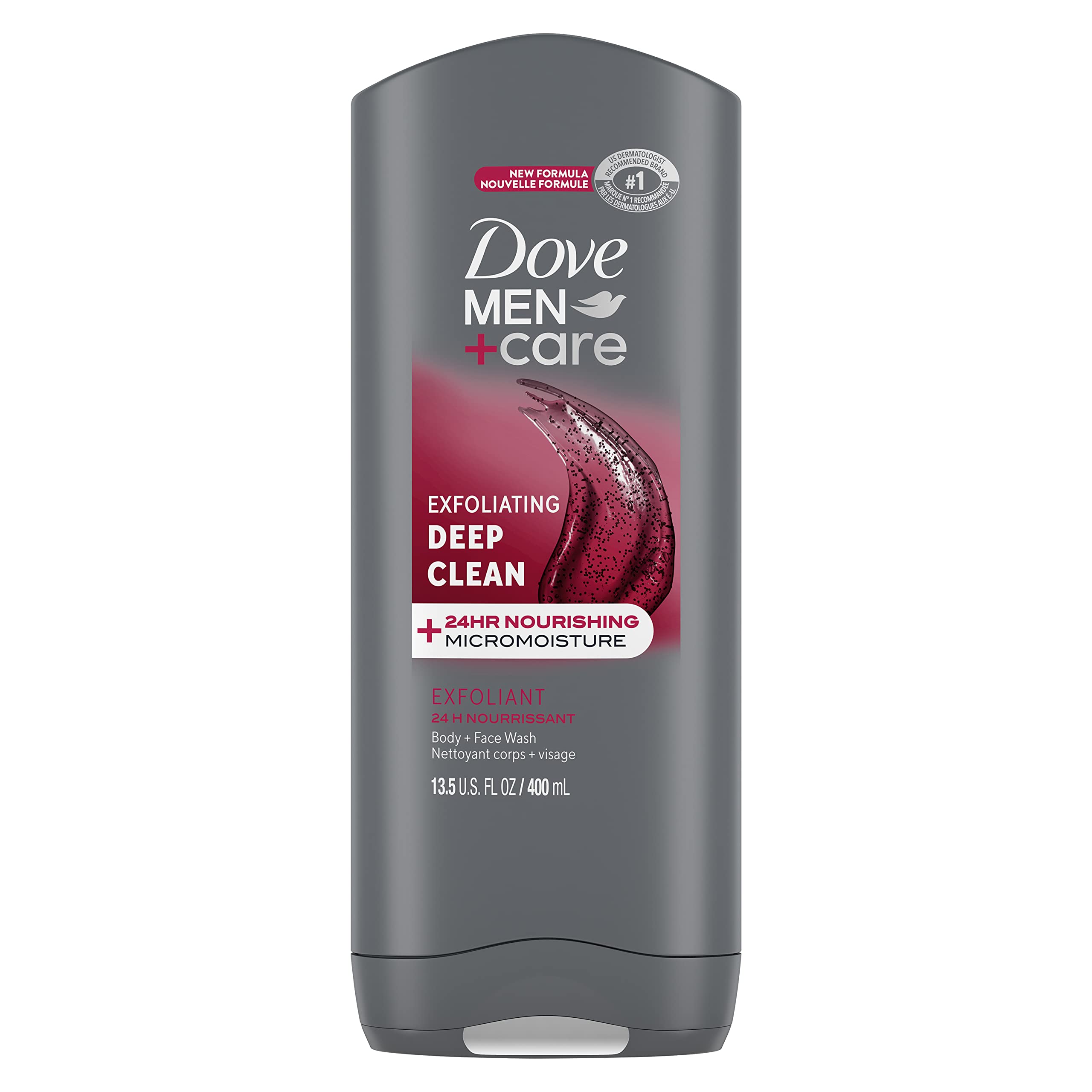 Dove Men+Care exfoliante botella: limpieza profunda para piel suave todo el día