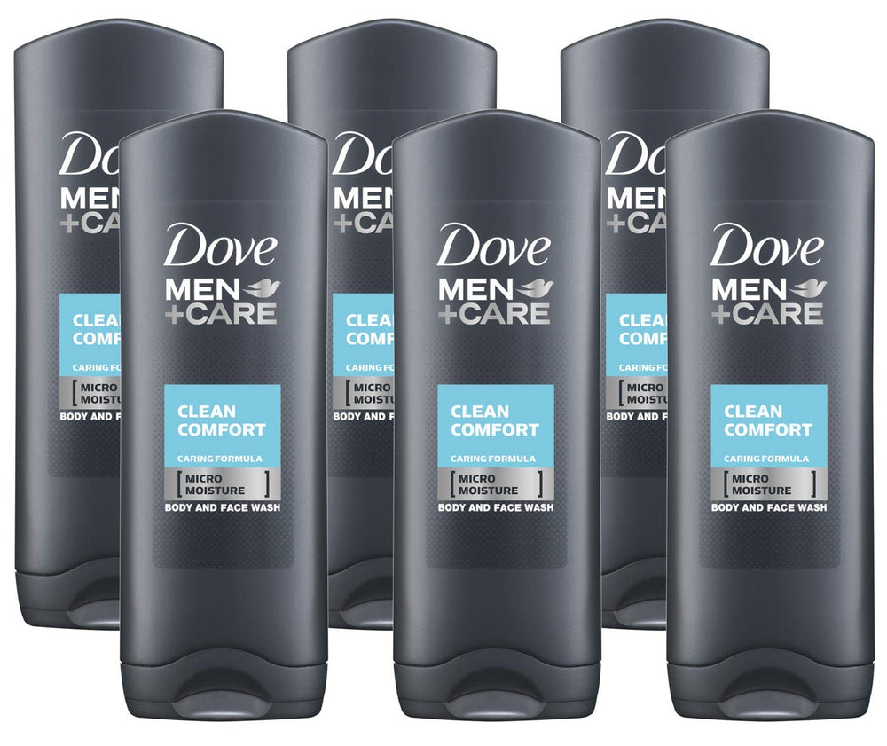 Dove Men Care Clean Comfort bottle pour for a refreshing face and body cleanse
