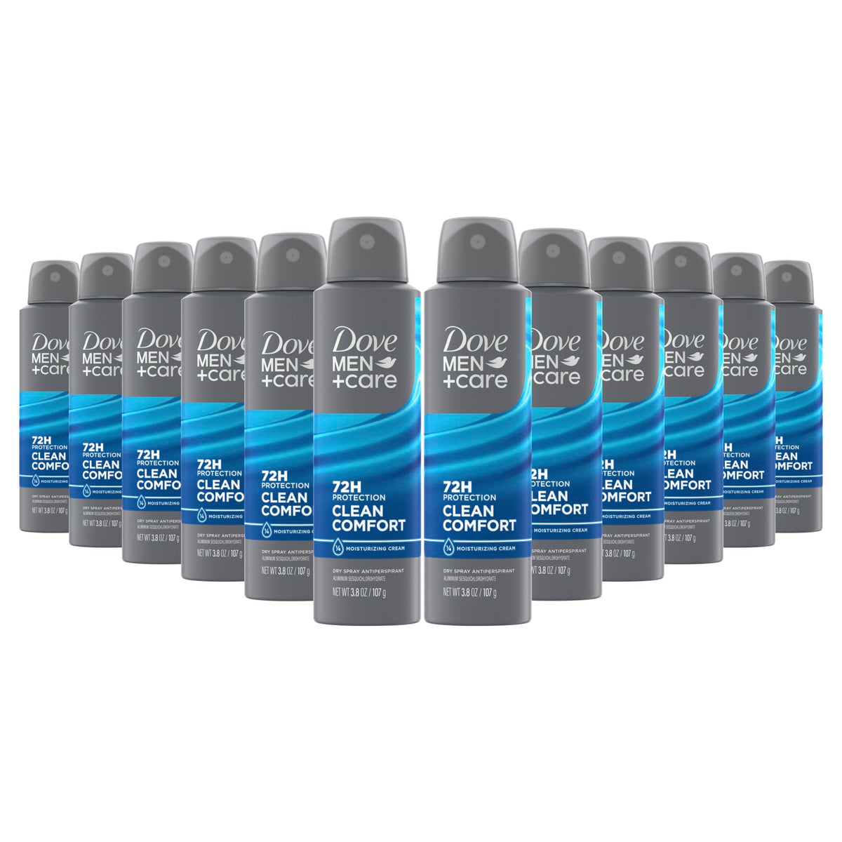 Dove Men+Care Clean Comfort dry spray underarm application for all-day freshness.