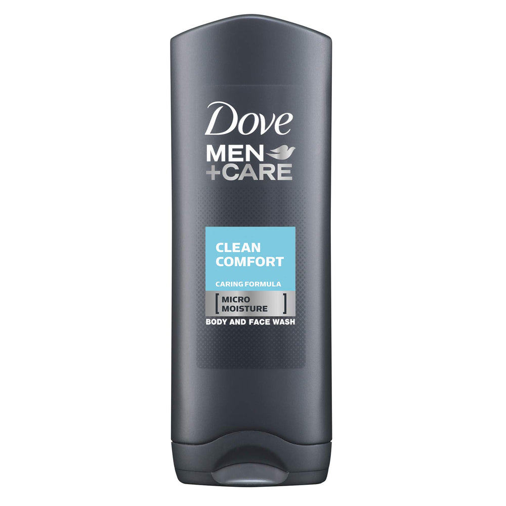 Dove Men Care Clean Comfort packaging and label for easy identification in shower