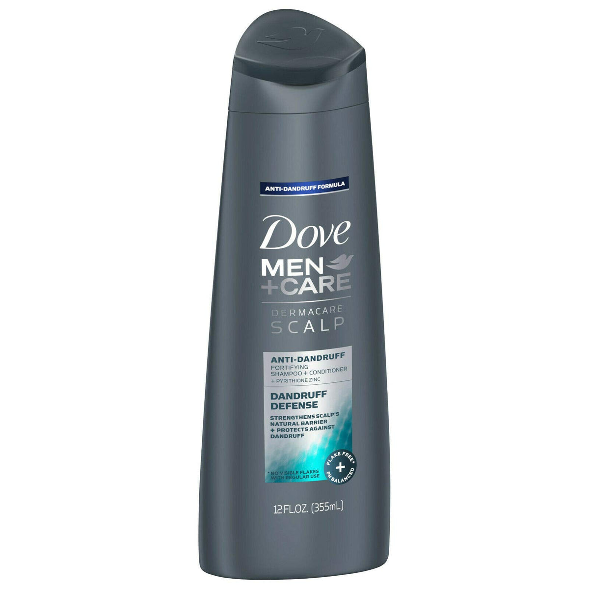 Dove Men+Care Dermacare Scalp defense bottle for dandruff relief and stronger hair.