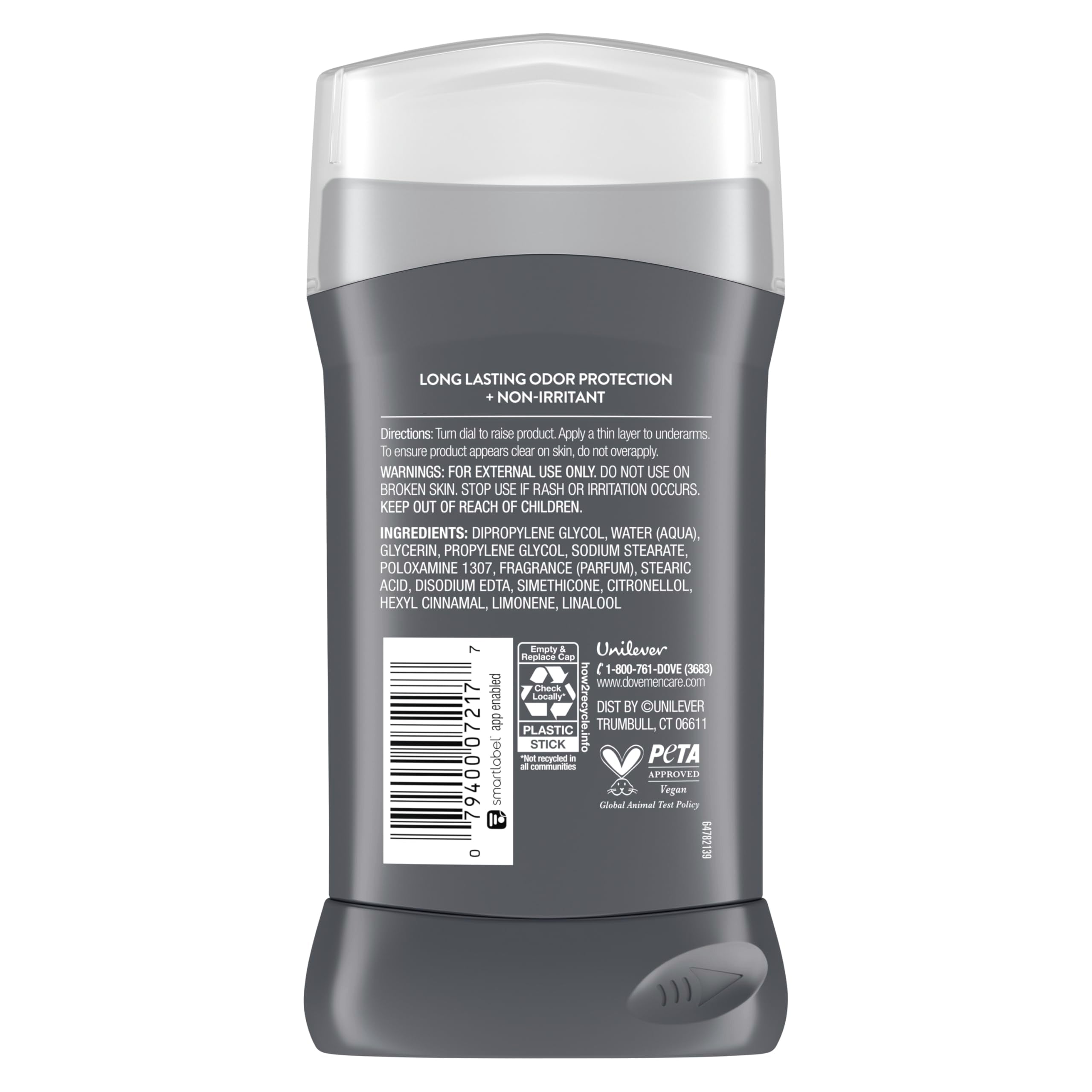 Dove Men+Care Extra Fresh stick packaging showcase eco-friendly recycling messaging for planet-conscious shoppers.