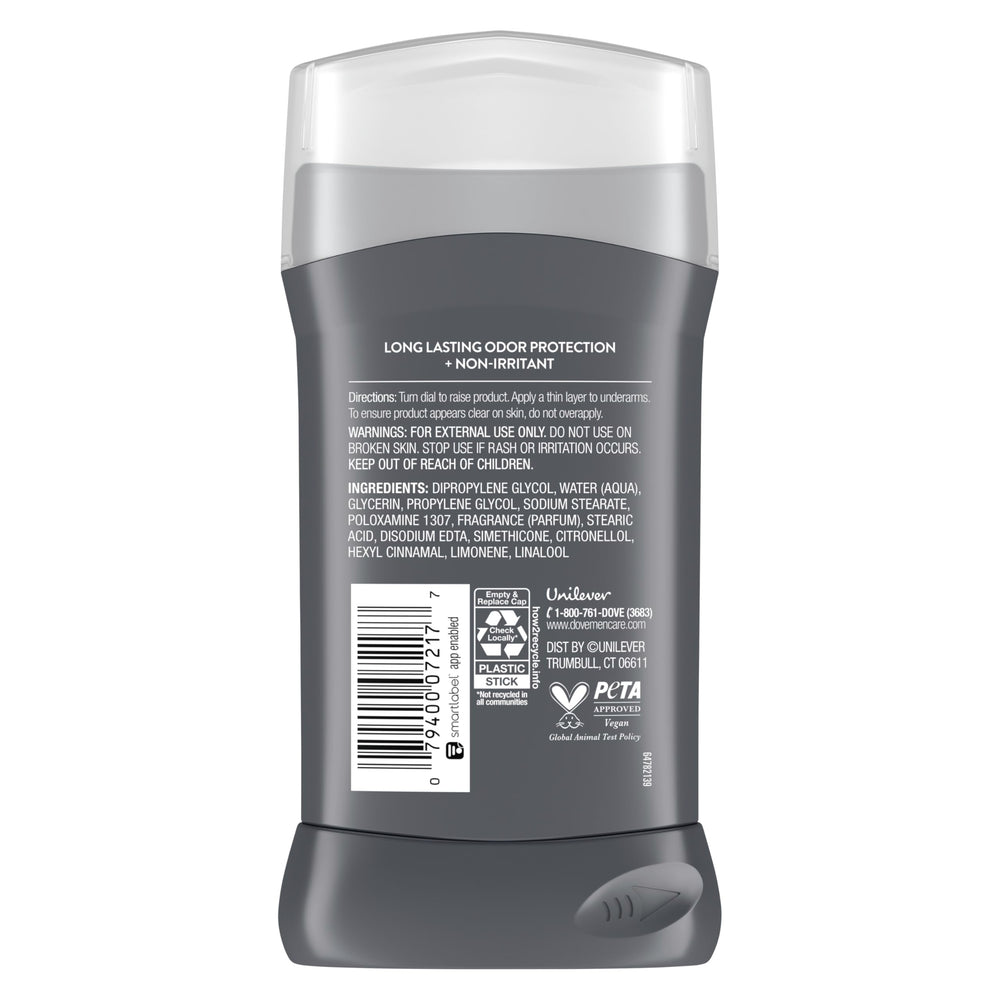 Dove Men+Care Extra Fresh stick packaging showcase eco-friendly recycling messaging for planet-conscious shoppers.