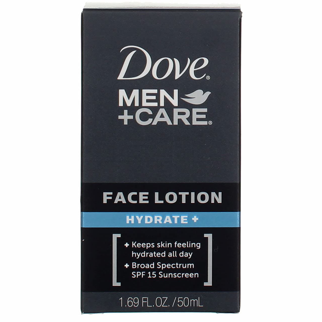 Dove Men+Care Hydrate Plus face lotion bottle 2-pack for everyday moisturization