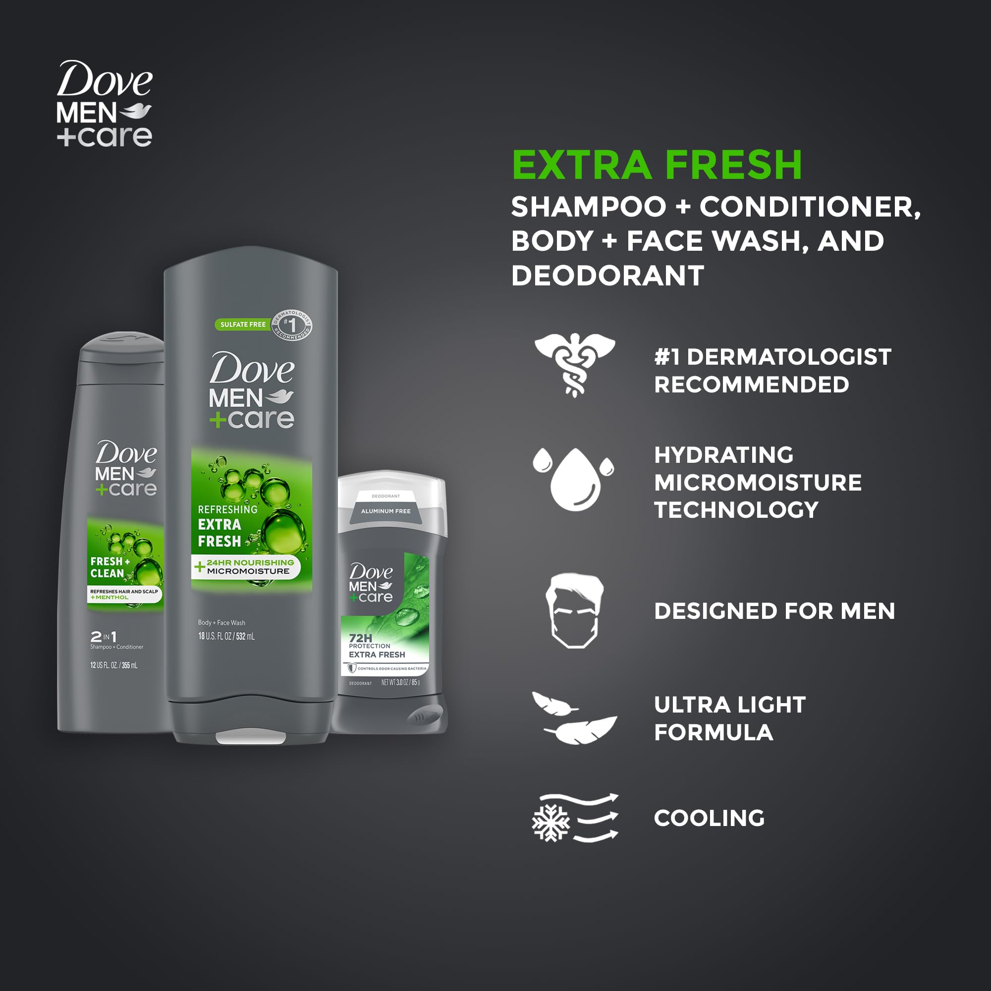Dove Men+Care invisible solid deodorant stick delivers dry feel and long-lasting protection.