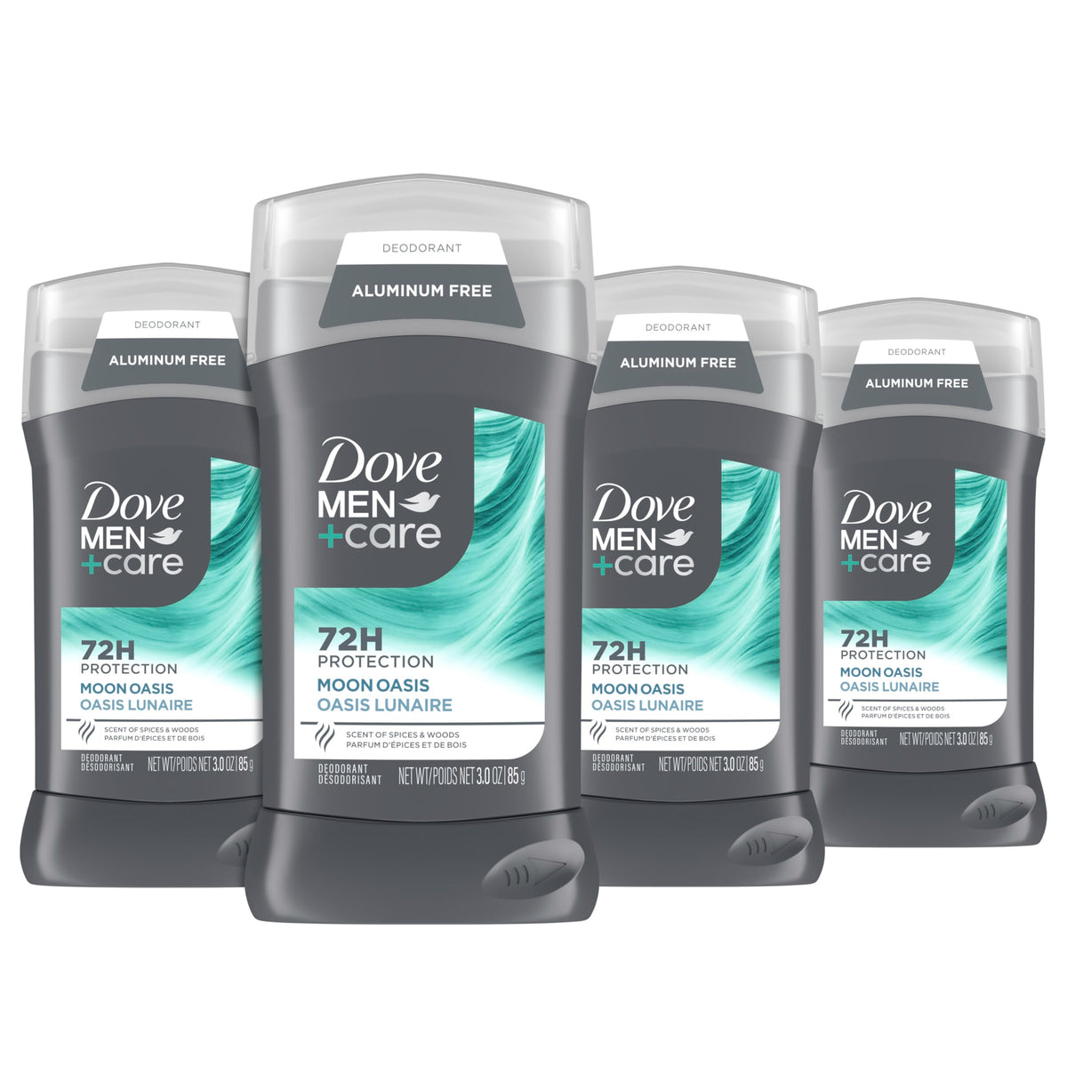 Dove Men+Care Moon Oasis deodorant stick four-pack for everyday freshness