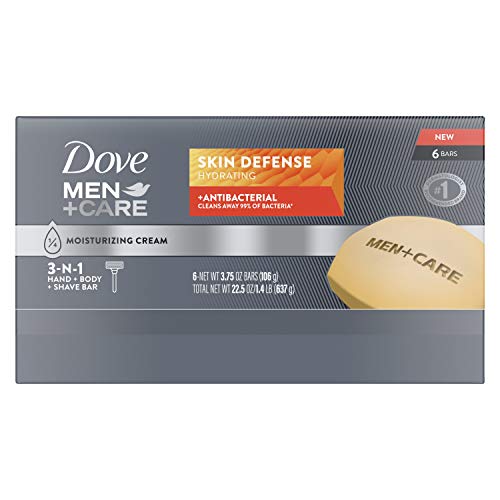 Dove Men+Care Skin Defense Bar in hand demonstrating easy cleansing