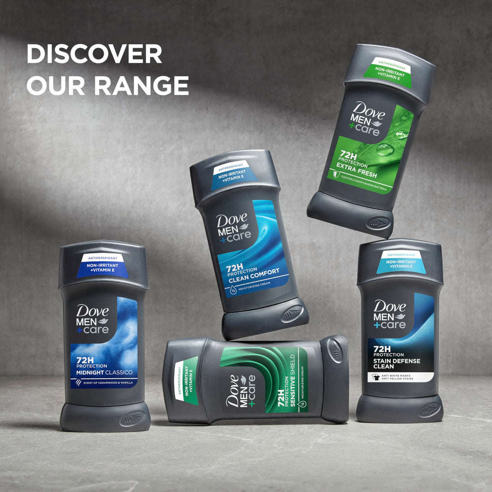 Dove Men+Care Stain Defense Clean cap-off close-up highlights creamy texture.
