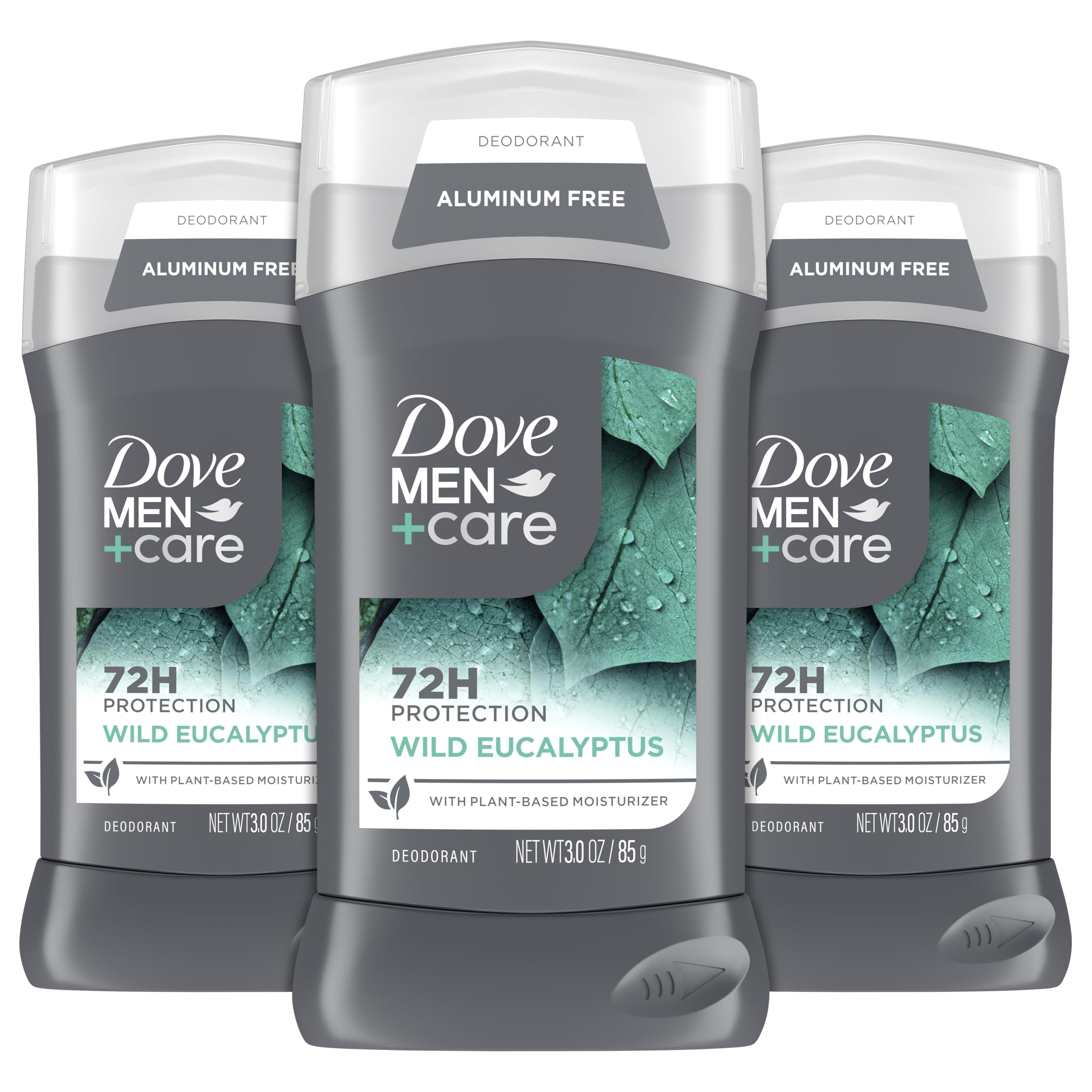 DOVE MEN+CARE Wild Eucalyptus pack shot showing aluminum-free protection and fresh scent