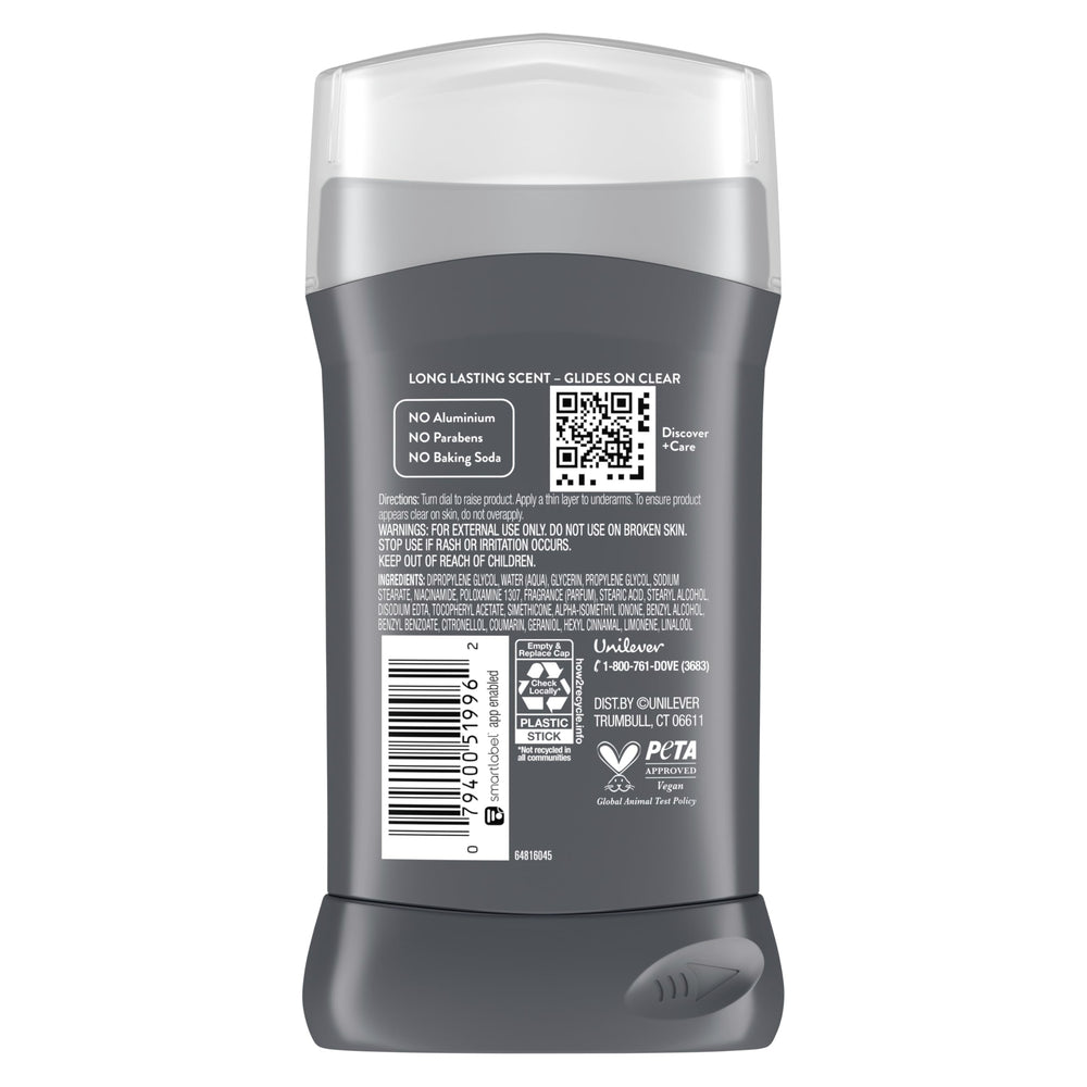 DOVE MEN+CARE Wild Eucalyptus stick application demonstrating long-lasting odor protection