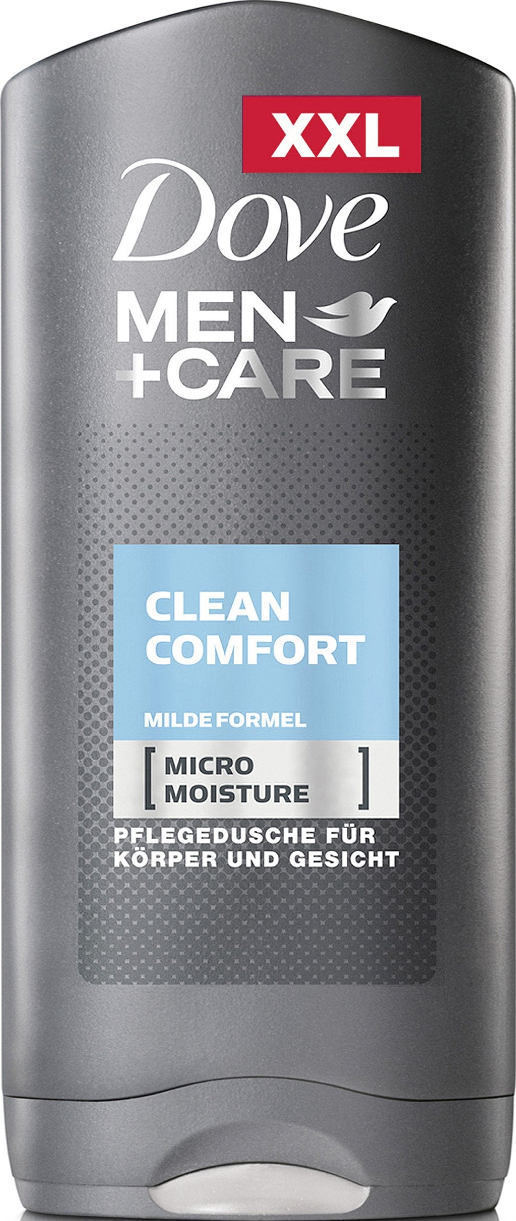 Dove Men Clean Comfort shower gel 400ml bottle provides refreshing daily cleanse.