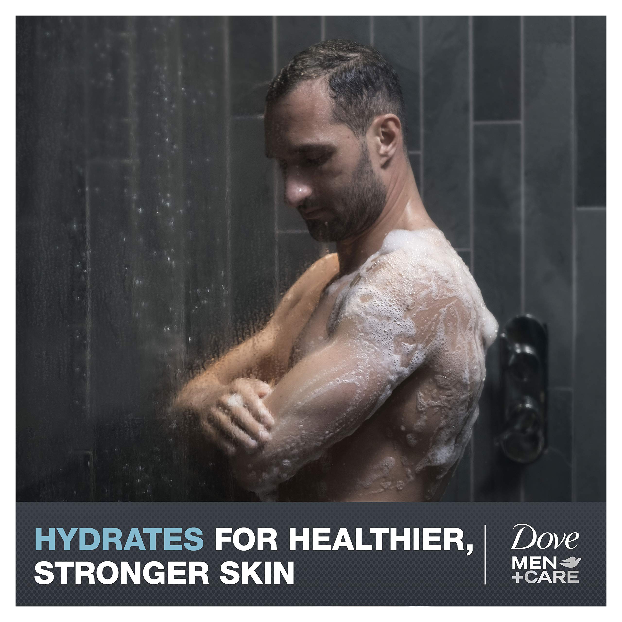 Close-up of Dove Men Clean Comfort lathering foam for a smooth wash.