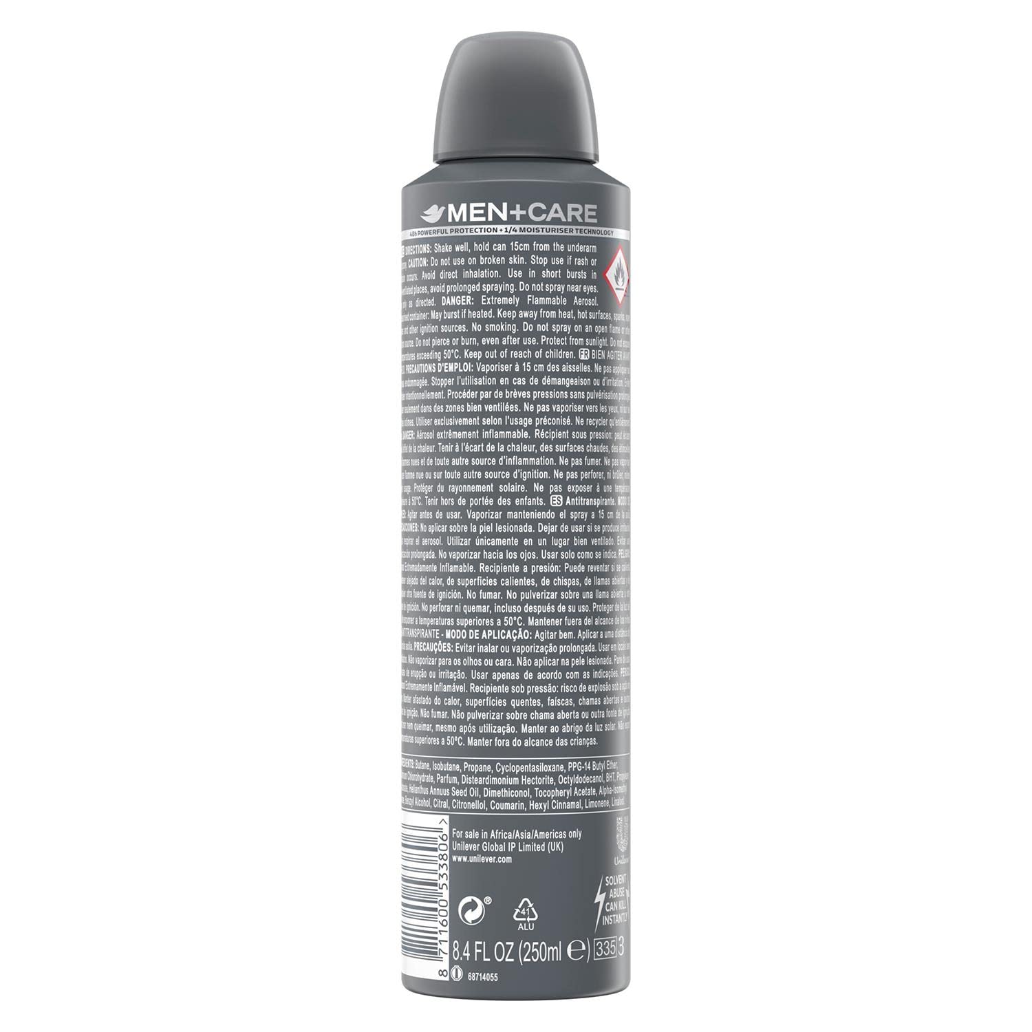 Dove Men+Care cruelty-free vegan label signals ethical grooming choice.